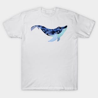 WHALE - SALT WATERCOLOR WHALE IN BLUE – WATERCOLOR WHALE PAINTING T-Shirt